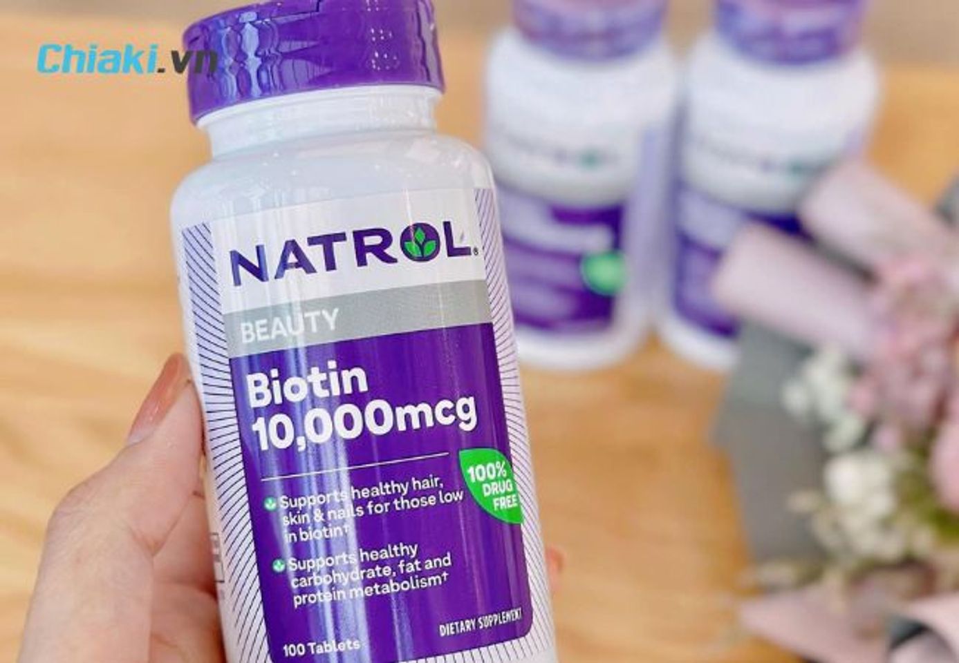 Vi&ecirc;n uống mọc t&oacute;c Natrol Biotin 10000 mcg của Mỹ