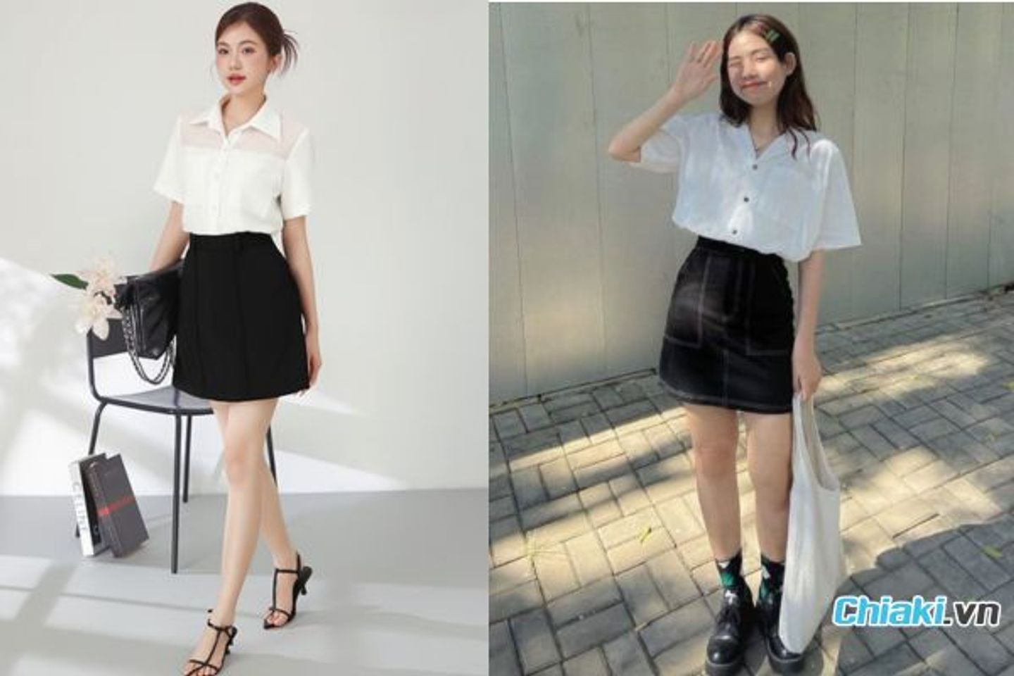&Aacute;o sơ mi form rộng mix c&ugrave;ng ch&acirc;n v&aacute;y dịu d&agrave;ng, thanh lịch