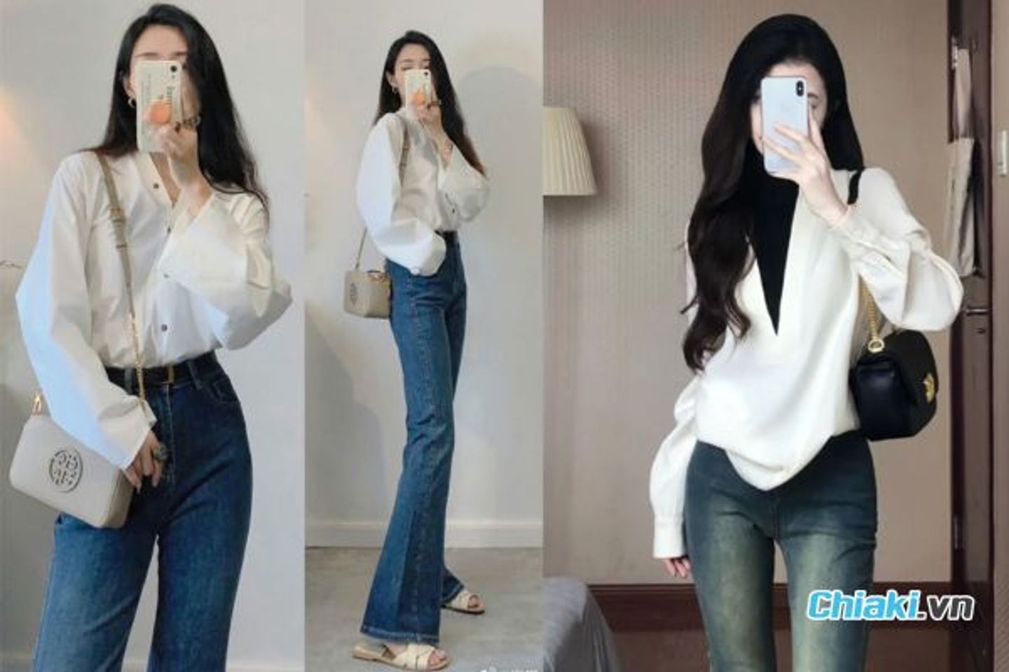 &Aacute;o sơ mi oversize + quần jean