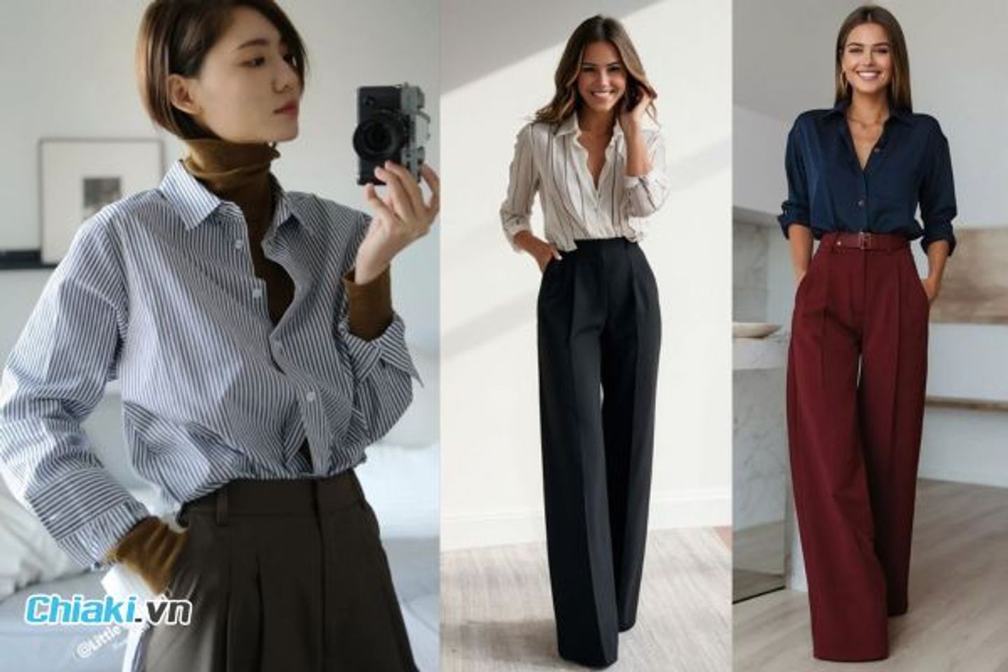 C&aacute;ch phối quần t&acirc;y &aacute;o sơ mi nữ s&agrave;nh điệu