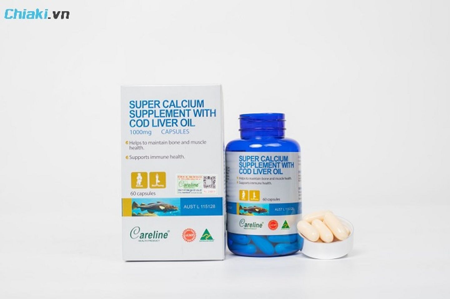 Vi&ecirc;n uống Super Calcium Supplement With Cod Liver Oil 1000mg bổ sung canxi kết hợp dầu gan c&aacute; tuyết
