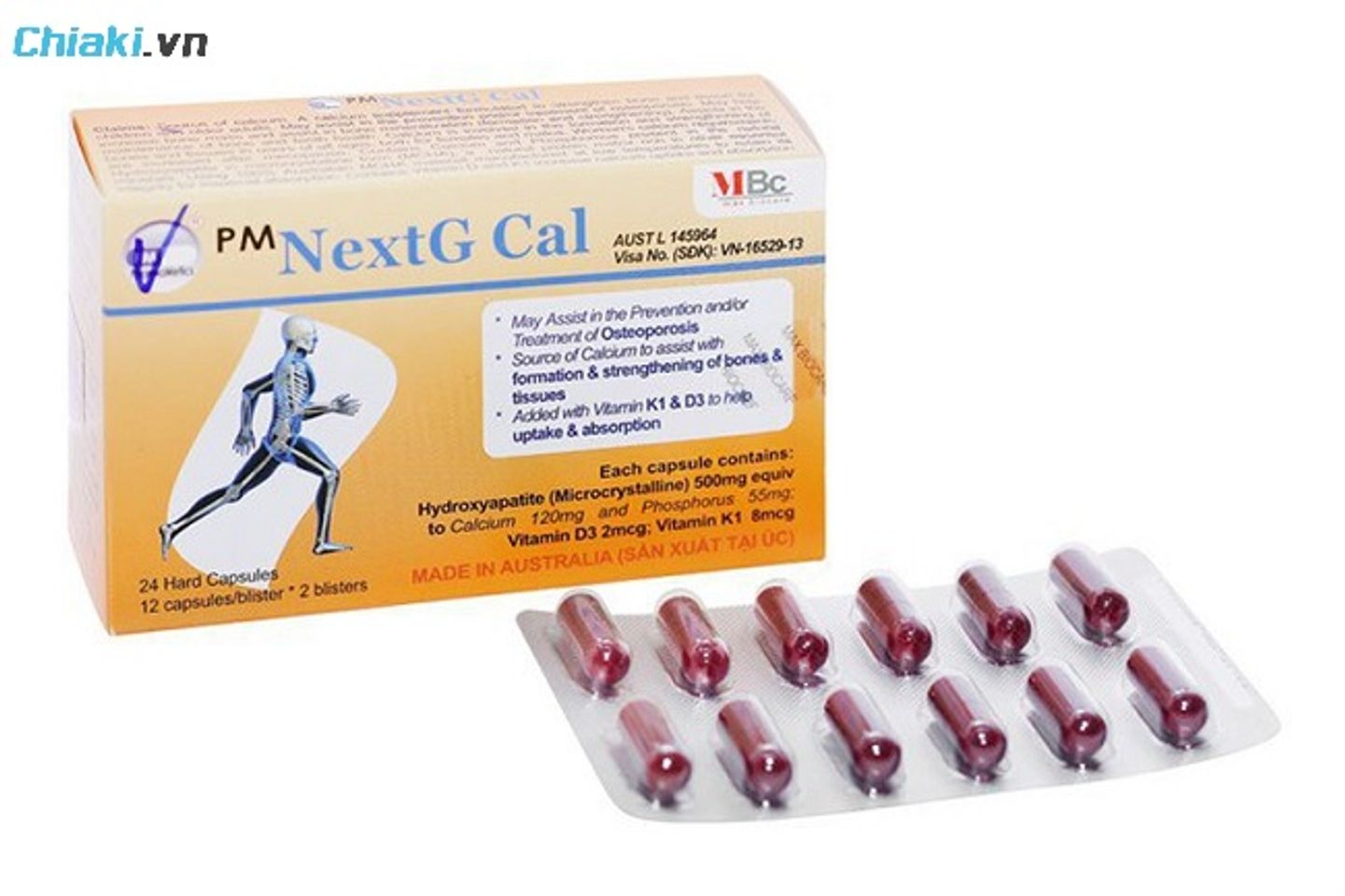 Canxi hữu cơ &uacute;c Nextg Cal hỗ trợ cung cấp canxi v&agrave; phốt pho cho cơ thể theo tỷ lệ 2:1