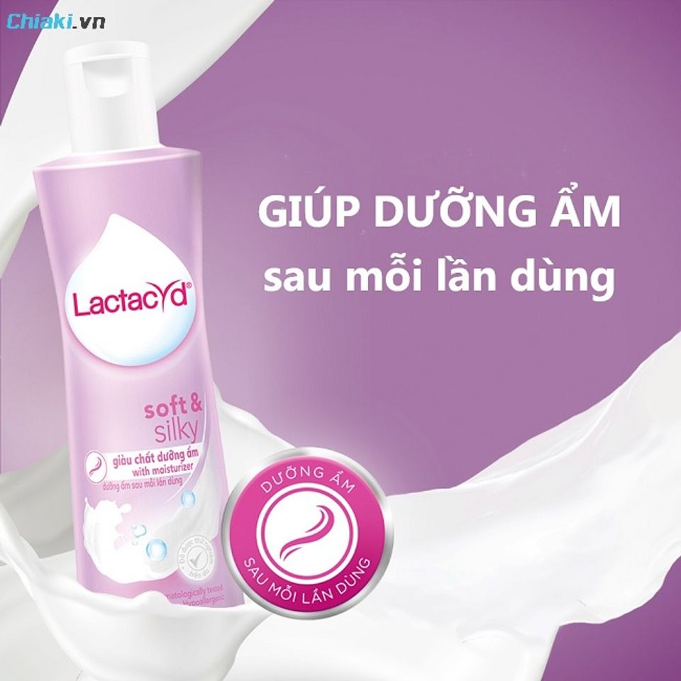 Dung dịch vệ sinh phụ nữ Lactacyd Soft & Silky (M&agrave;u t&iacute;m) hỗ trợ ngăn chặn vi khuẩn g&acirc;y hại