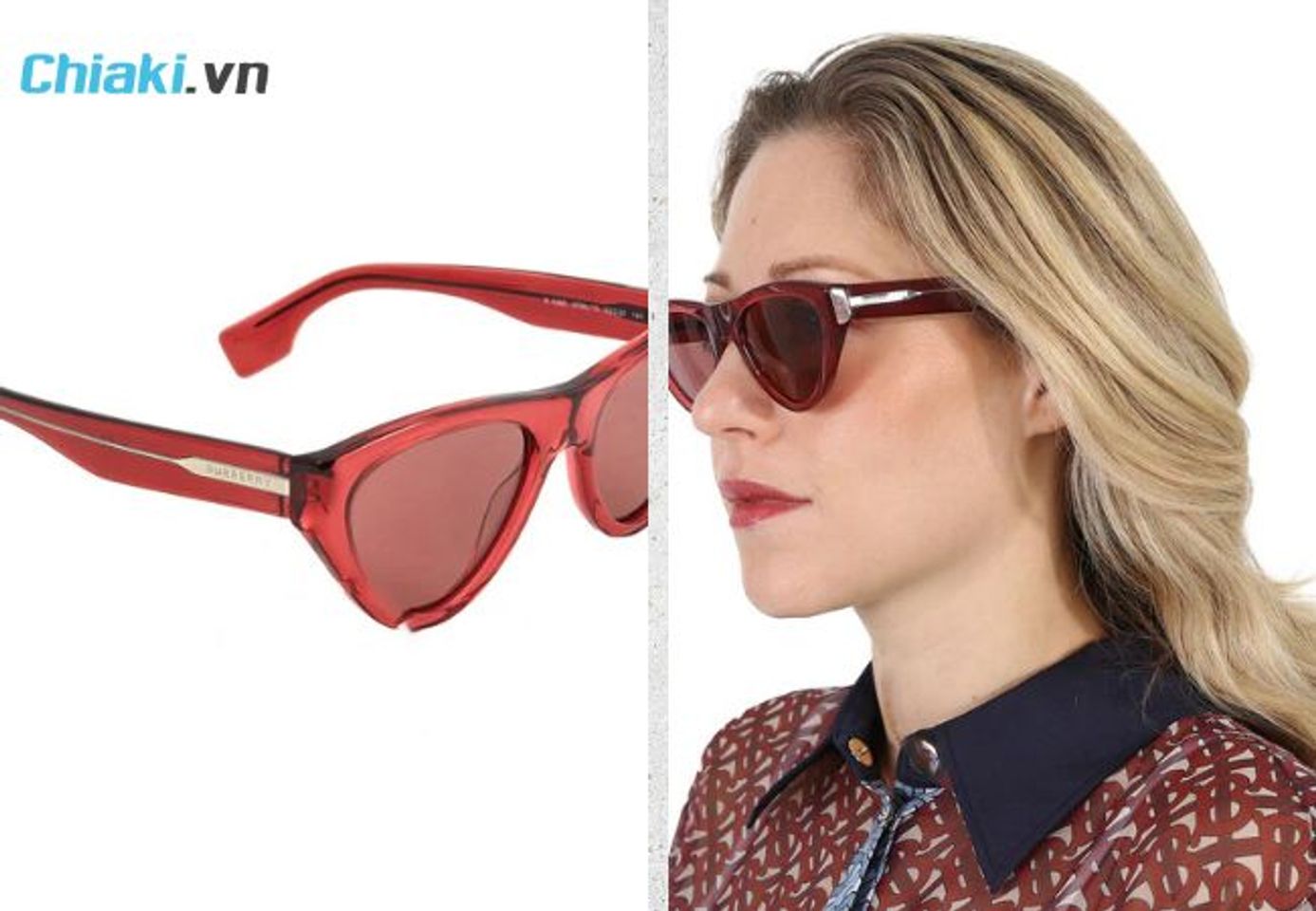 K&iacute;nh m&aacute;t nữ Burberry Dark Violet Cat Eye Ladies Sunglasses m&agrave;u đỏ