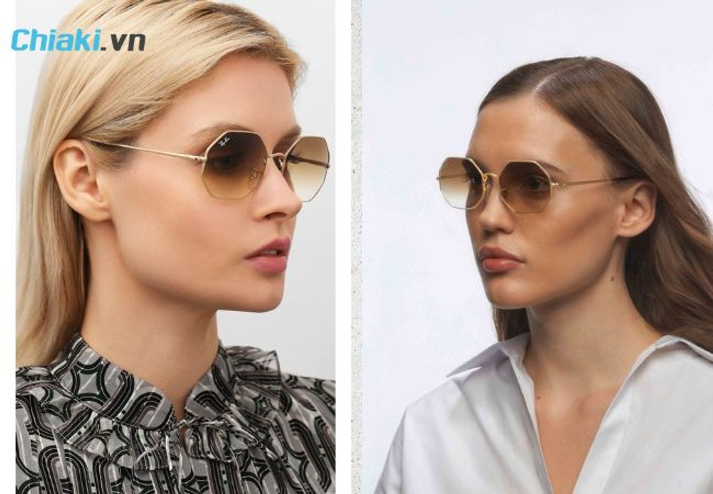 K&iacute;nh m&aacute;t Ray-Ban Octagon 1972 Light Brown Gradient m&agrave;u v&agrave;ng