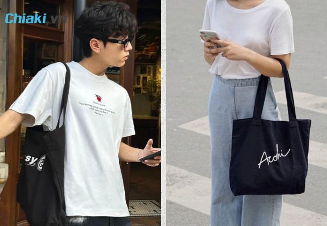 Mix t&uacute;i Tote v&agrave; &aacute;o ph&ocirc;ng đơn giản