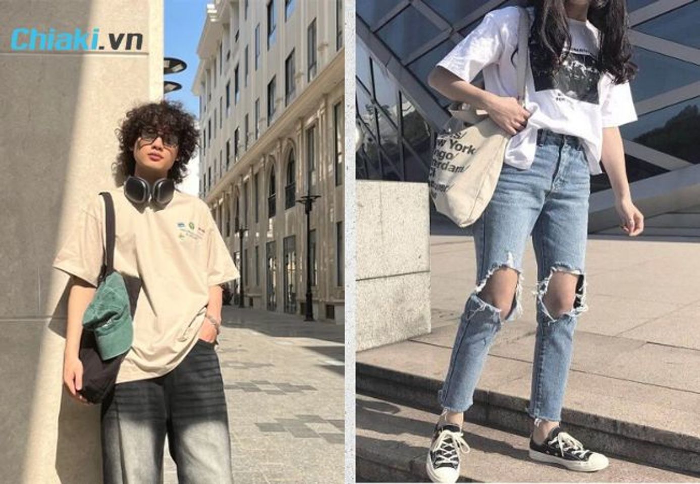 Phối &aacute;o ph&ocirc;ng, quần jean c&ugrave;ng t&uacute;i Tote s&agrave;nh điệu