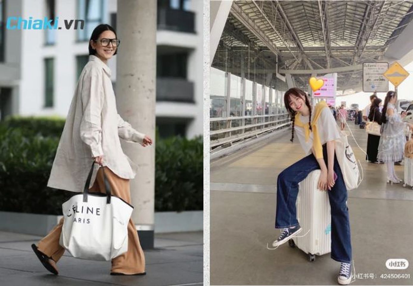 Phối t&uacute;i Tote c&ugrave;ng quần culottes