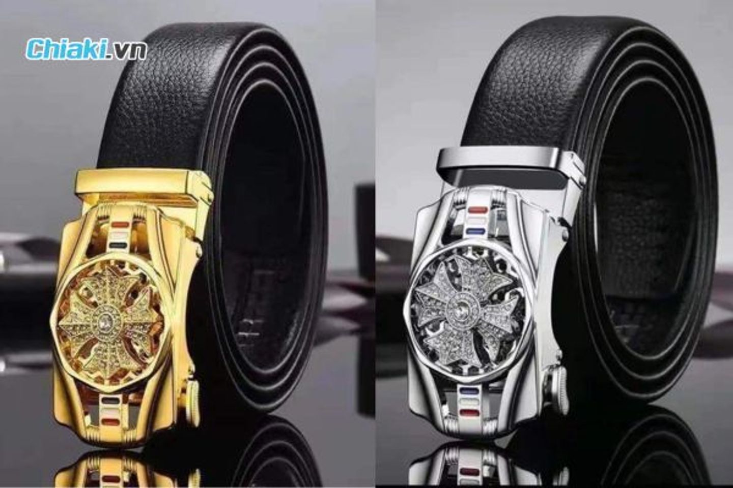 Thắt lưng mắt xo&aacute;y 360 độ nguy&ecirc;n khối d&acirc;y da