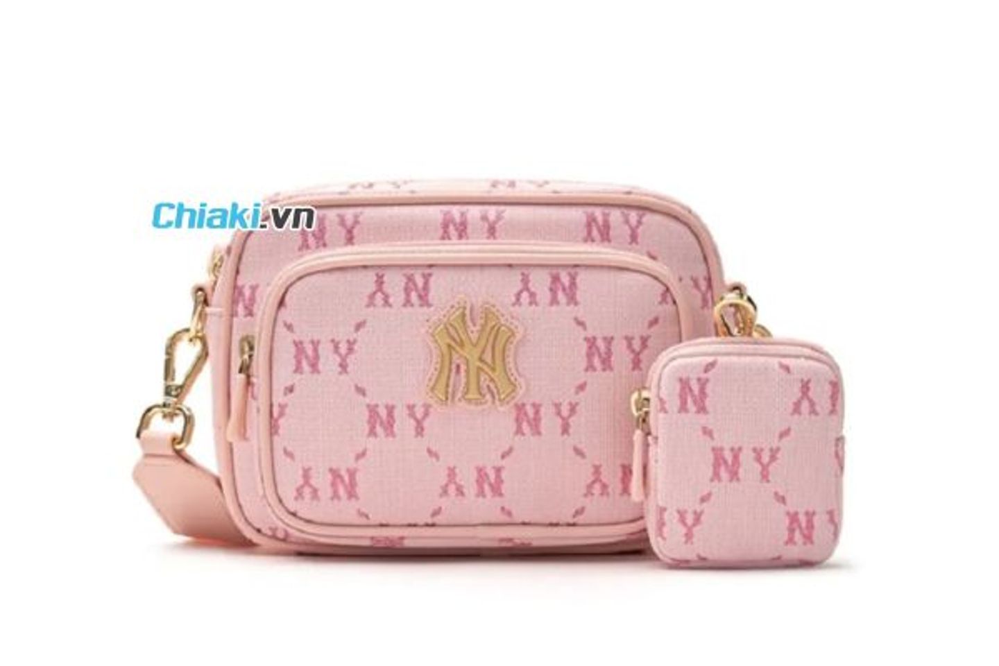 T&uacute;i MLB Diamond Monogram Camera Bag NY Yankees Pink