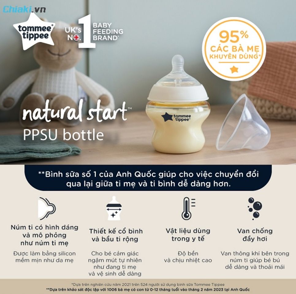 B&igrave;nh sữa Tommee Tippee hỗ trợ cảm biến nhiệt