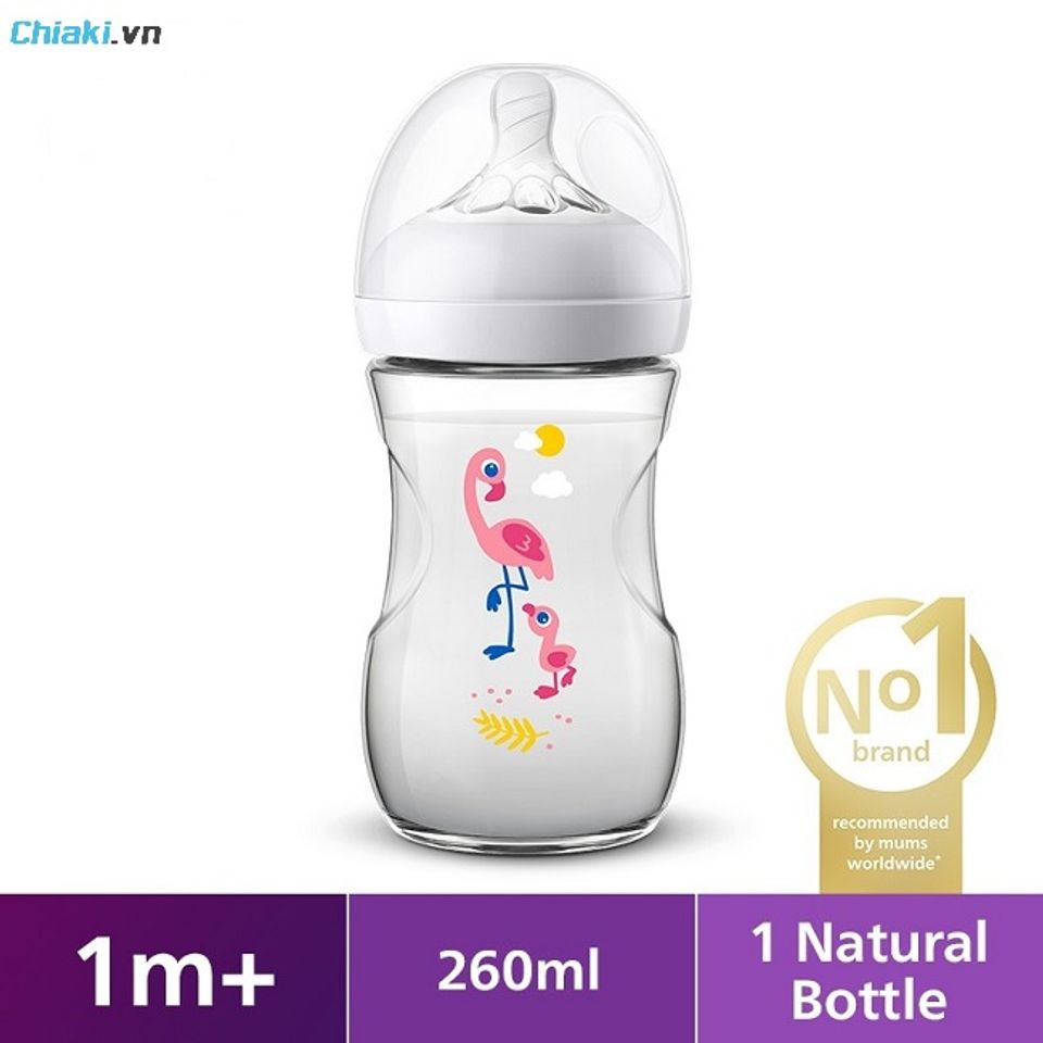 B&igrave;nh sữa Avent Natural Flamingo m&ocirc; phỏng giống ty mẹ