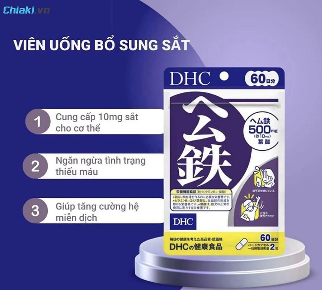 Vi&ecirc;n uống sắt trị rụng t&oacute;c DHC Nhật Bản 60 ng&agrave;y ngăn ngừa thiếu m&aacute;u