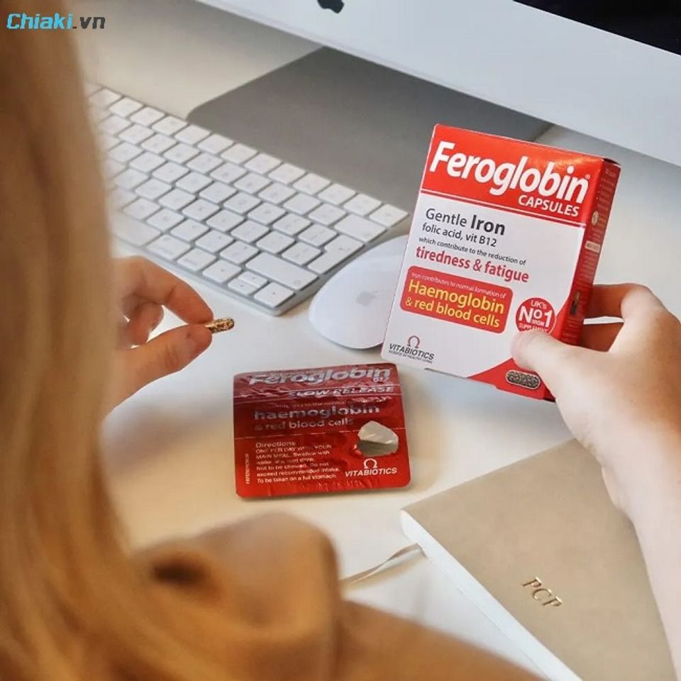 Sắt dạng vi&ecirc;n Feroglobin B12 Anh hạn chế rụng t&oacute;c