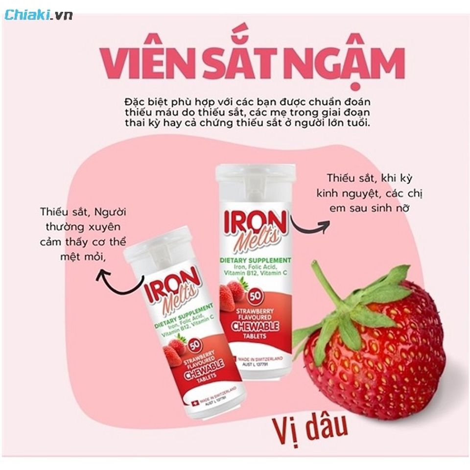 Vi&ecirc;n ngậm sắt Iron Melts &Uacute;c hương d&acirc;u cải thiện t&igrave;nh trạng thiếu m&aacute;u hiệu quả