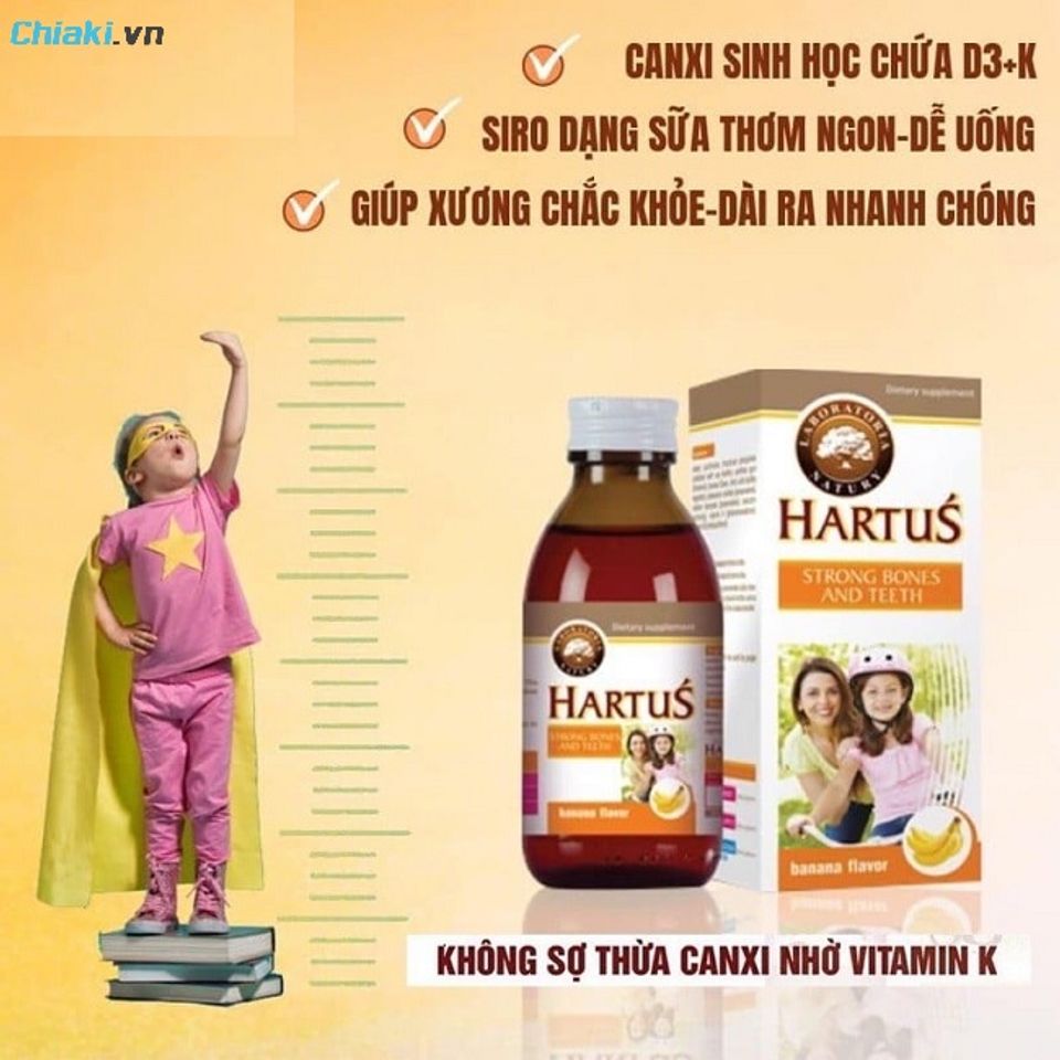 Canxi sinh học Canxi Hartus Strong Bones and Teet hấp thụ canxi v&agrave;o cơ thể con trẻ hiệu quả