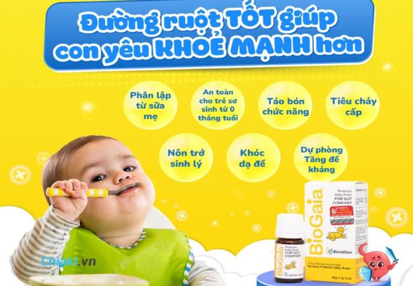 N&ecirc;n d&ugrave;ng men vi sinh Biogaia để cải thiện hệ ti&ecirc;u h&oacute;a, tăng cường miễn dịch