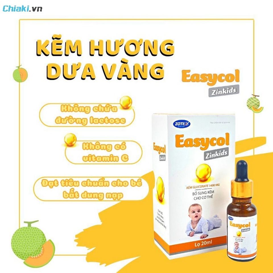 Kẽm dạng giọt Easycol Zinkids hỗ trợ bổ sung kem cho trẻ