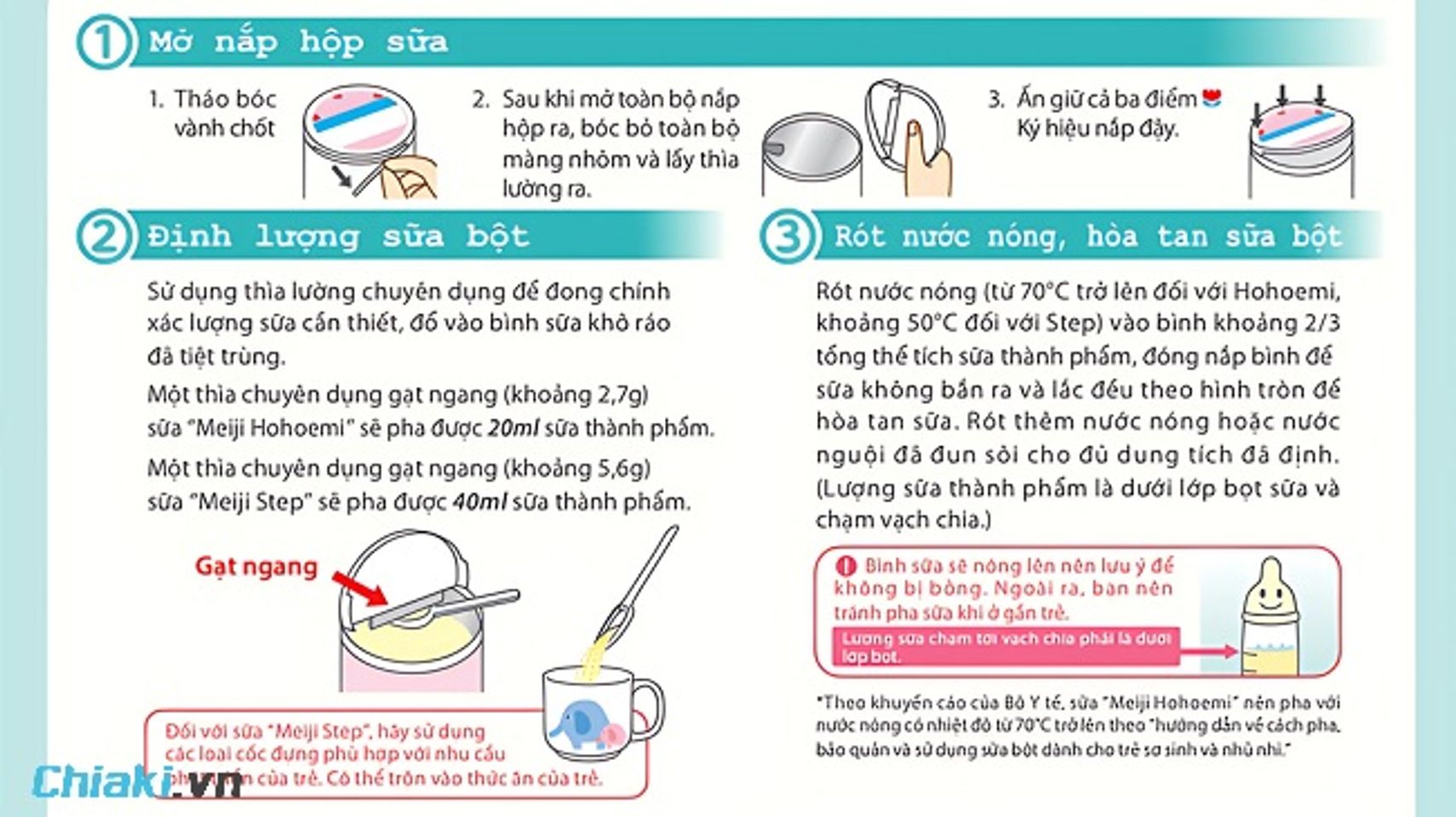 Đọc kỹ hướng dẫn sử dụng về nhiệt độ nước với sữa Nhật