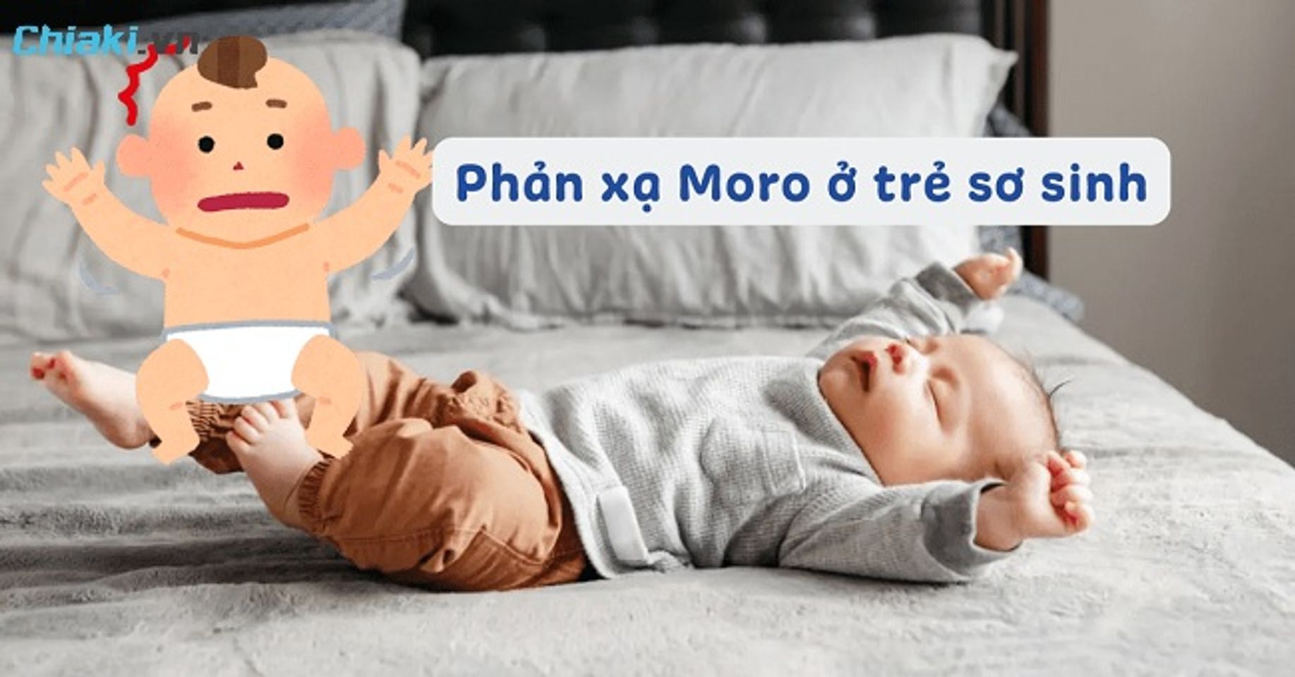 Hiện tượng b&eacute; giật m&igrave;nh khi ngủ thường c&oacute; li&ecirc;n quan tới một phản xạ gọi l&agrave; phản xạ Moro (Moro reflex)