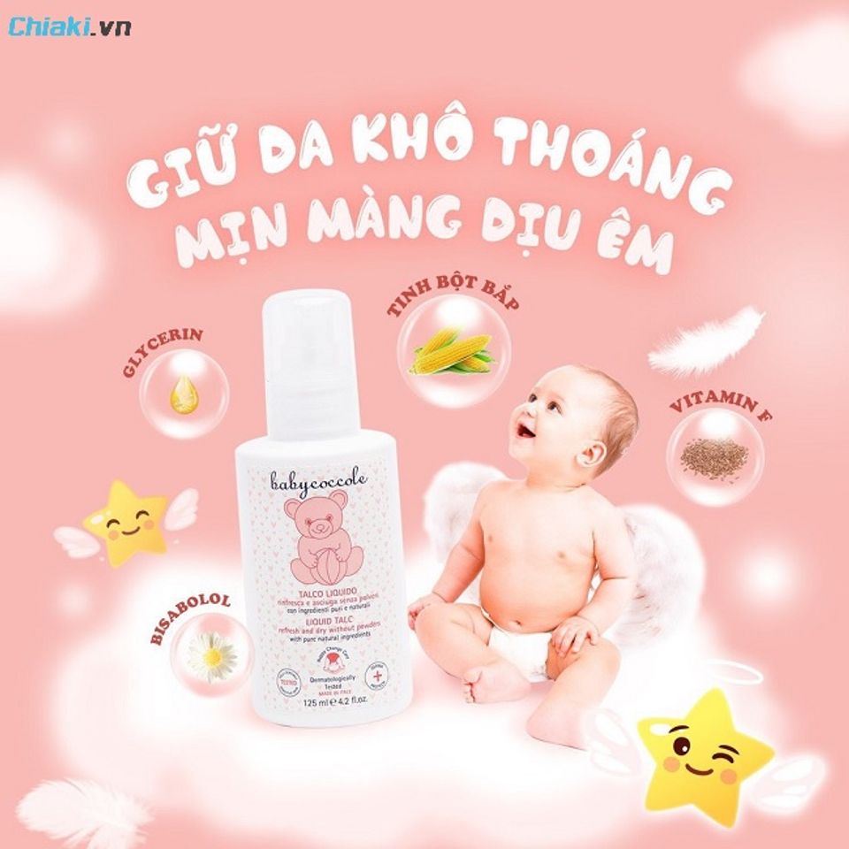 Phấn r&ocirc;m Babycoccole dạng nước thẩm thấu nhanh tr&ecirc;n da