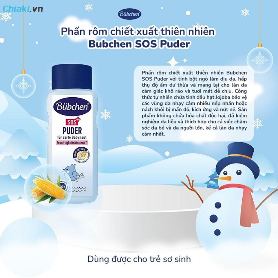 Phấn r&ocirc;m cho b&eacute; sơ sinh Bubchen 100%&nbsp; th&agrave;nh phần thi&ecirc;n nhi&ecirc;n