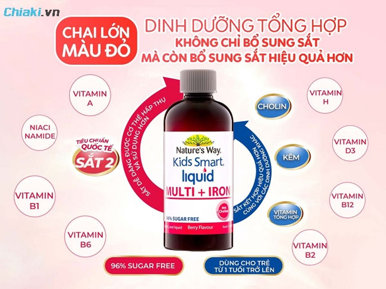 Siro sắt kẽm cho b&eacute; Kids Smart liquid Multi+Iron bổ sung nhiều vitamin v&agrave; kho&aacute;ng chất