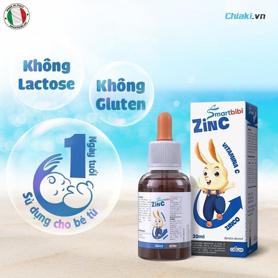 Siro bổ sung Kẽm v&agrave; vitamin C Smartbibi Zinc d&agrave;nh cho trẻ từ 0 - 12 tuổi