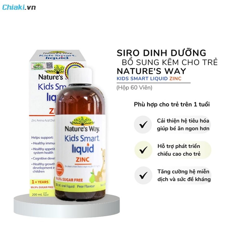 Siro kẽm Nature&rsquo;s Way Kids Smart Liquid ZinC d&agrave;nh cho b&eacute; từ 1 tuổi trở l&ecirc;n