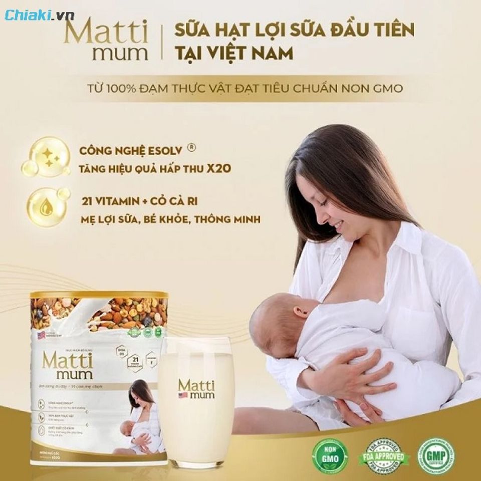 Sữa Matti Mum l&agrave; sữa tăng c&acirc;n cho mẹ sau sinh với th&agrave;nh phần từ đạm thực vật