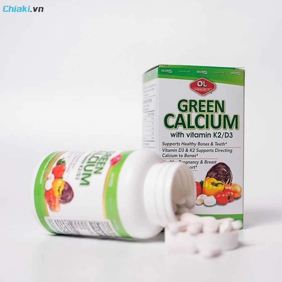 Vi&ecirc;n uống canxi hữu cơ Olympian Labs Green Calcium th&uacute;c đẩy hấp thụ canxi v&agrave;o cơ thể