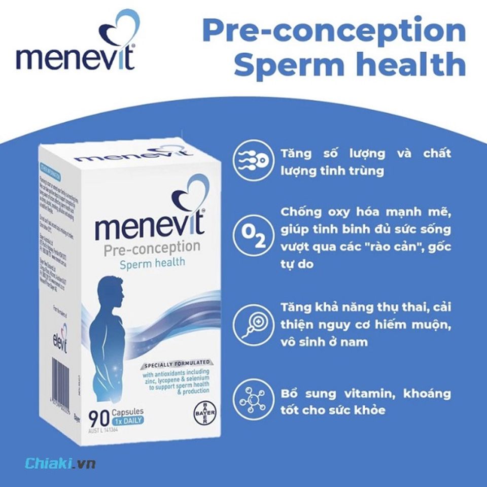 Vi&ecirc;n uống Menevit c&oacute; c&ocirc;ng thức được thiết kế ri&ecirc;ng d&agrave;nh cho nam giới mong muốn thụ thai th&agrave;nh c&ocirc;ng