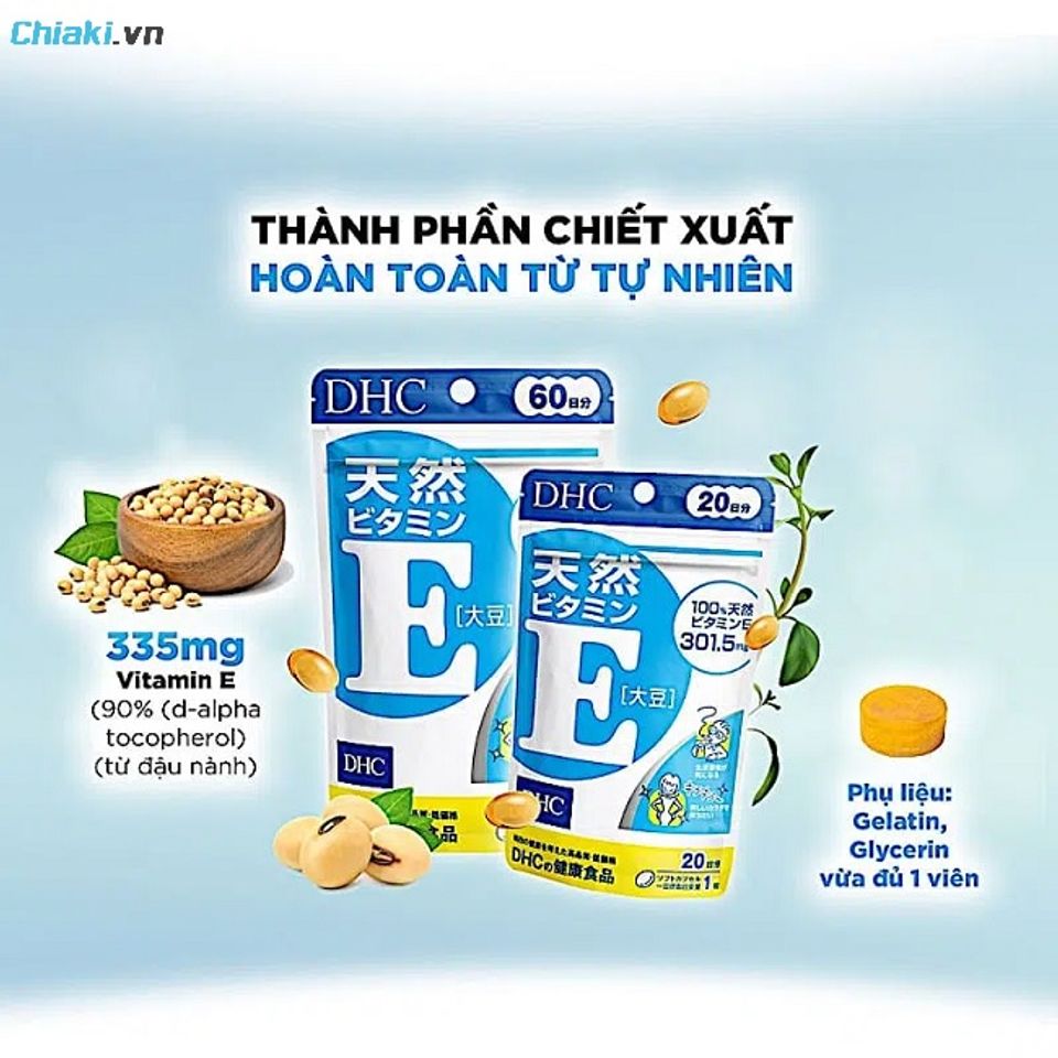 Vi&ecirc;n uống vitamin E DHC Nhật Bản chiết xuất từ dầu thực vật tự nhi&ecirc;n