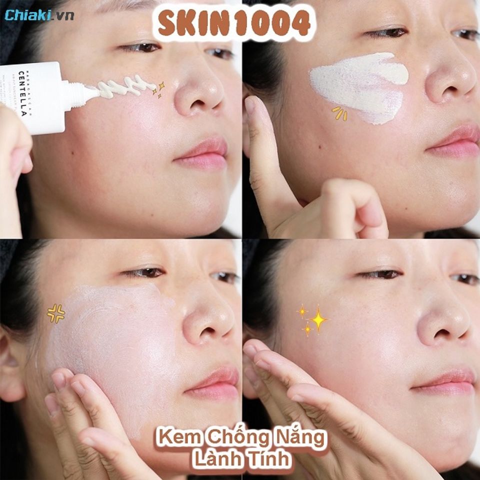Thoa đủ lượng kem chống nắng với quy tắc "2 đốt ng&oacute;n tay" cho to&agrave;n bộ khu&ocirc;n mặt v&agrave; v&ugrave;ng cổ