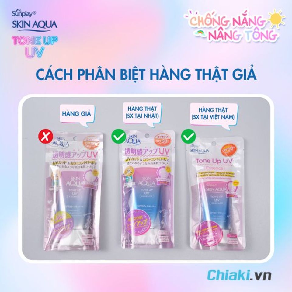 Ph&acirc;n biệt kem chống nắng Skin Aqua thật giả