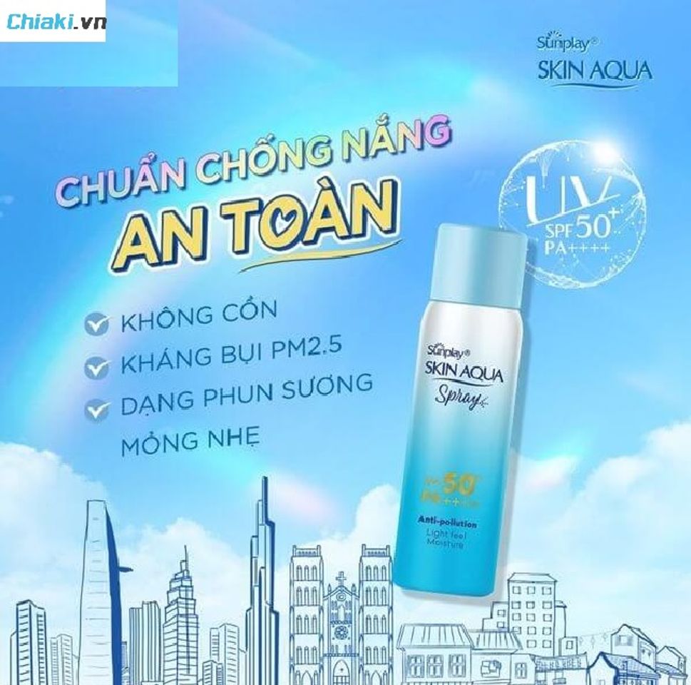 Skin Aqua Sarafit UV Spray Fragrance sử dụng chỉ số chống nắng đạt SPF 50+/PA++++