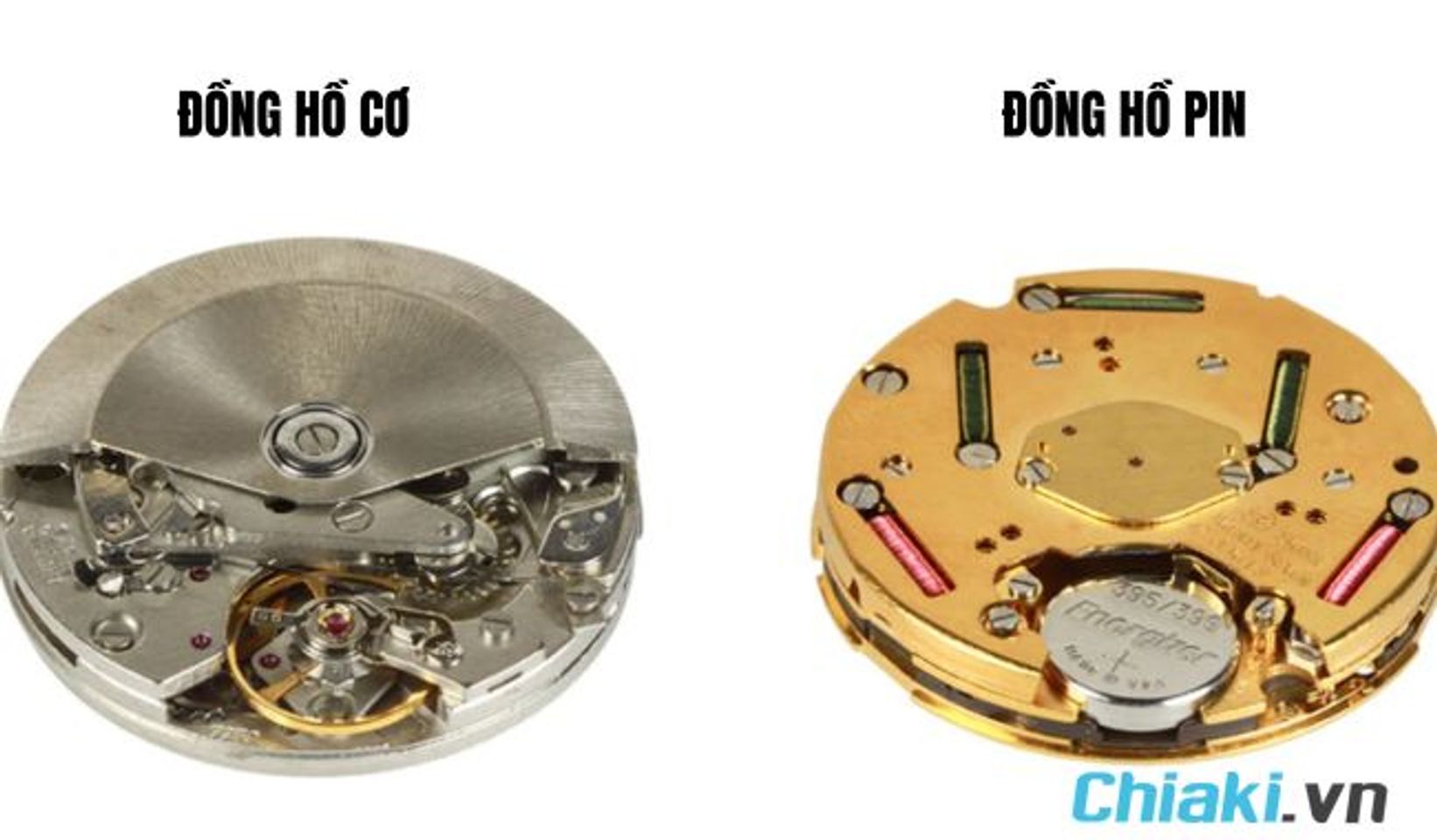 sự kh&aacute;c nhau giữa đồng hồ cơ v&agrave; pin