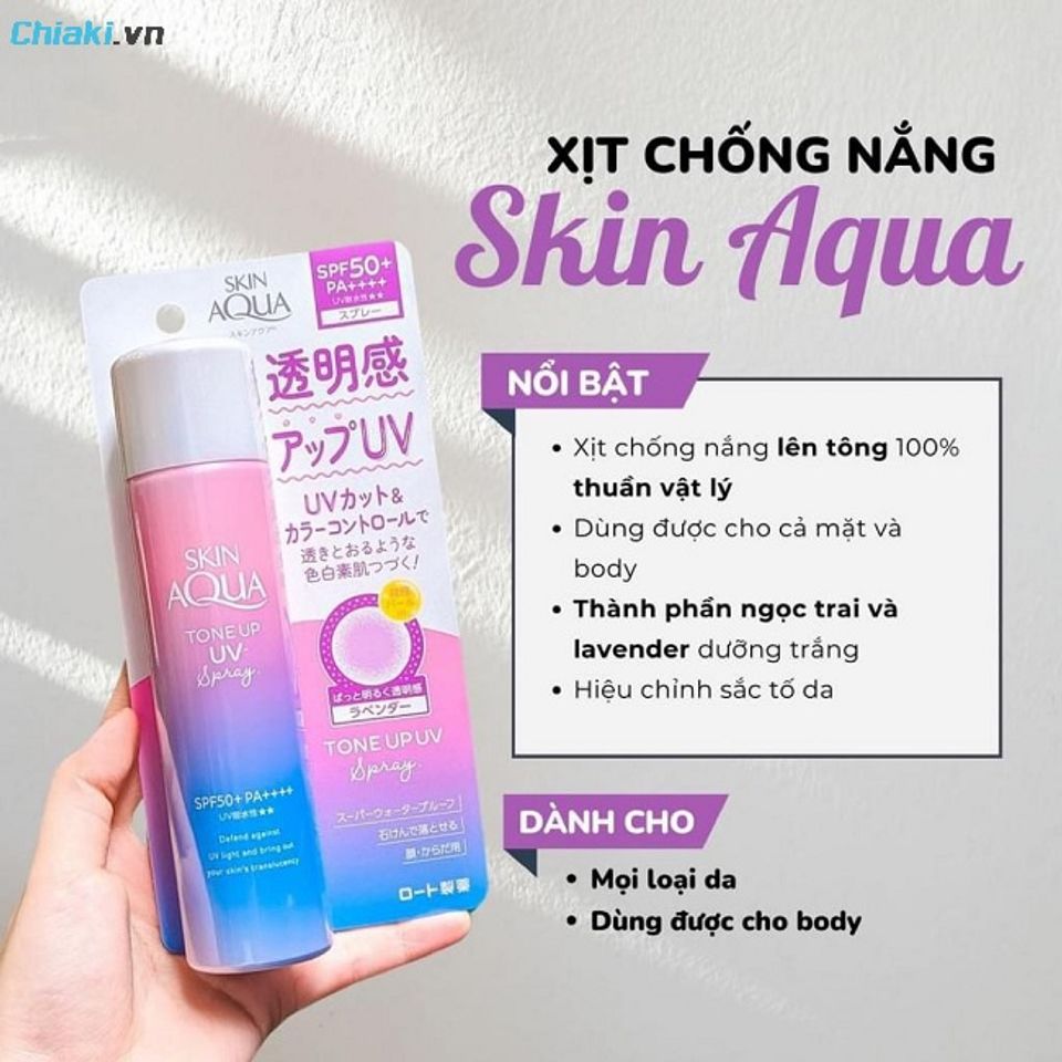 Xịt chống nắng trắng da Skin Aqua Tone Up được chiết xuất từ thi&ecirc;n nhi&ecirc;n
