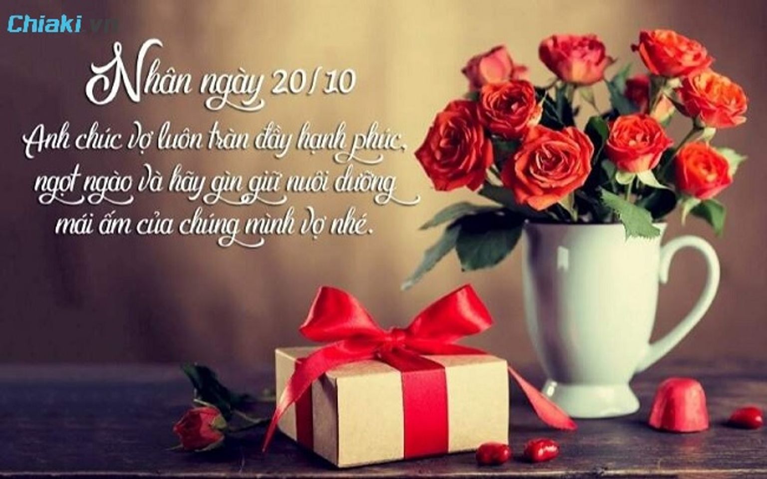 Gợi &yacute; những lời ch&uacute;c &yacute; nghĩa gửi k&egrave;m qu&agrave; 20/10 cho vợ