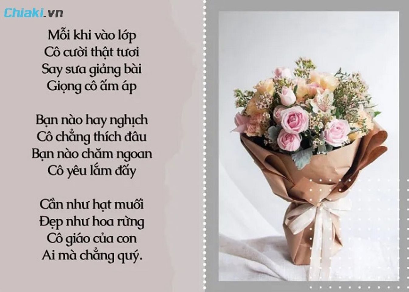 Hoa tươi v&agrave; thiệp lời ch&uacute;c d&agrave;nh tặng cho c&ocirc; như một m&oacute;n qu&agrave; &yacute; nghĩa, tế nhị v&agrave; sang trọng.&nbsp;