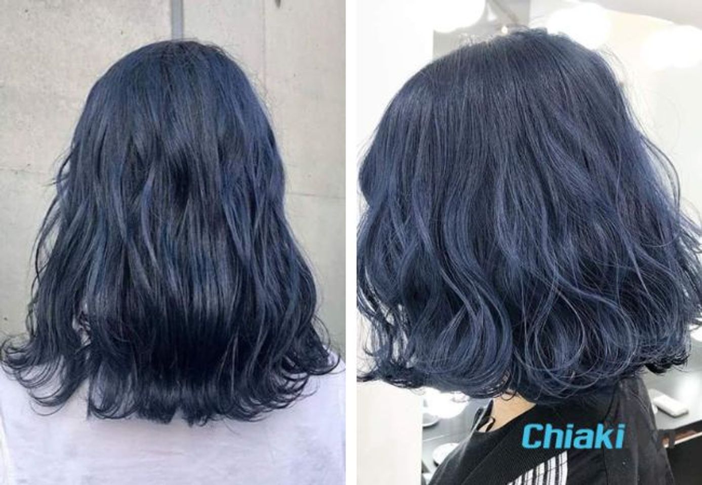 T&oacute;c ngang vai uốn xoăn nhuộm xanh kh&oacute;i