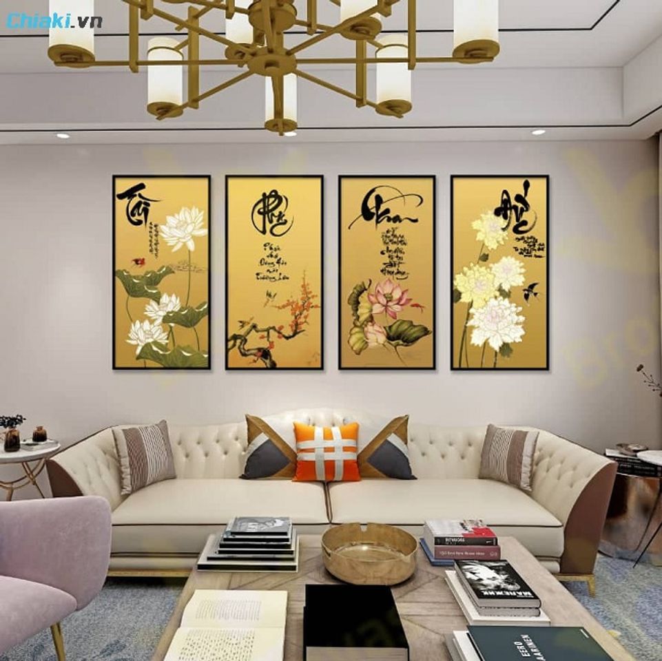 Tranh canvas treo ph&ograve;ng kh&aacute;ch tạo n&ecirc;n điểm nhấn cho kh&ocirc;ng gian ấm c&uacute;ng v&agrave; tinh tế cho ng&ocirc;i nh&agrave; mới