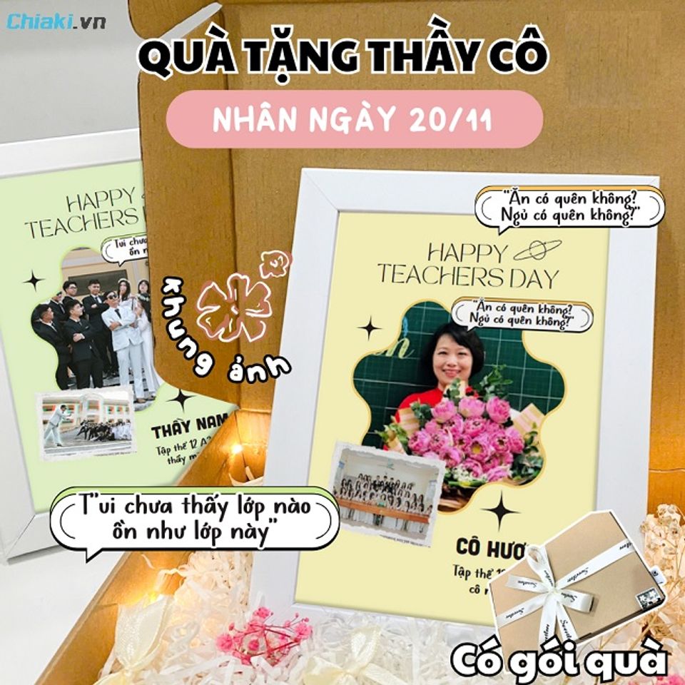 Khung ảnh handmade đầy s&aacute;ng tạo m&agrave; học sinh d&agrave;nh tặng cho c&ocirc; gi&aacute;o th&acirc;n y&ecirc;u của m&igrave;nh