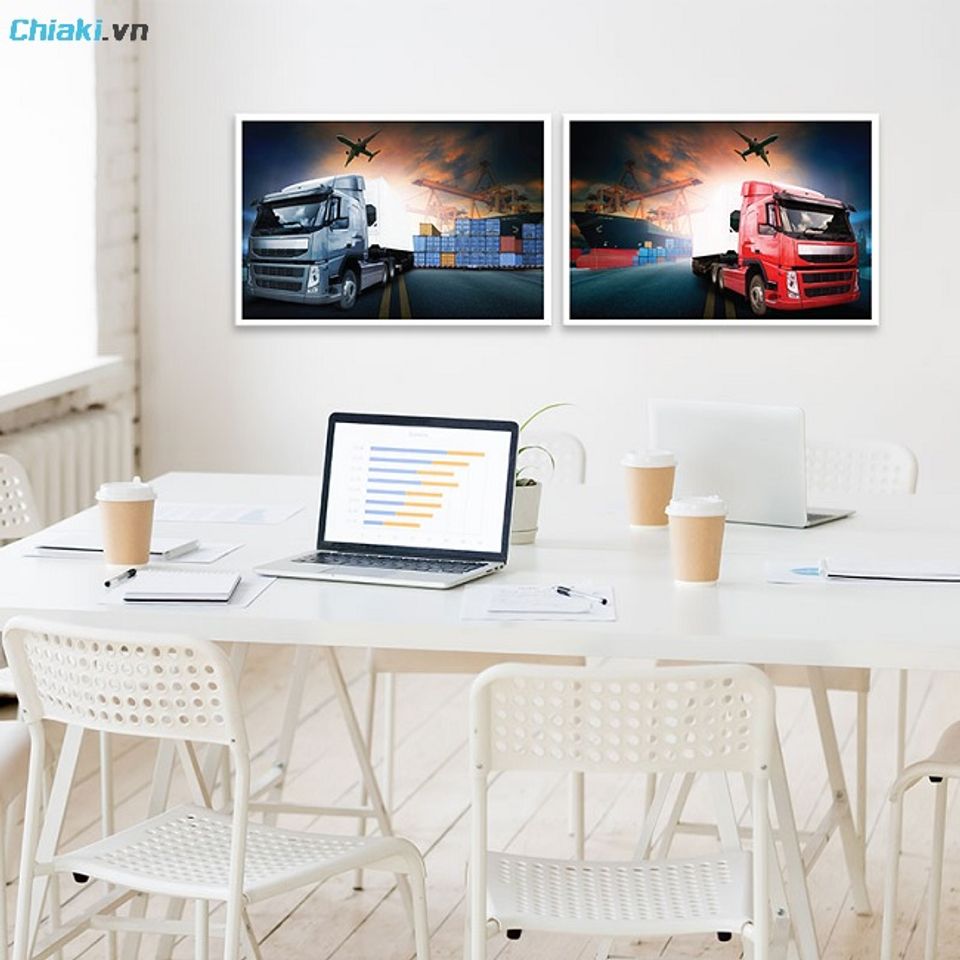 Bộ tranh treo tường canvas nghệ thuật kh&ocirc;ng thấm nước, giữ m&agrave;u sắc bền đẹp theo thời gian, ph&ugrave; hợp với kh&ocirc;ng gian c&ocirc;ng ty