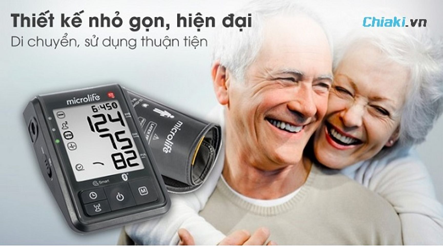 M&aacute;y đo huyết &aacute;p điện tử gi&uacute;p cụ &ocirc;ng c&oacute; thể theo d&otilde;i sức khỏe tim mạch h&agrave;ng ng&agrave;y, rất ph&ugrave; hợp với người lớn tuổi.