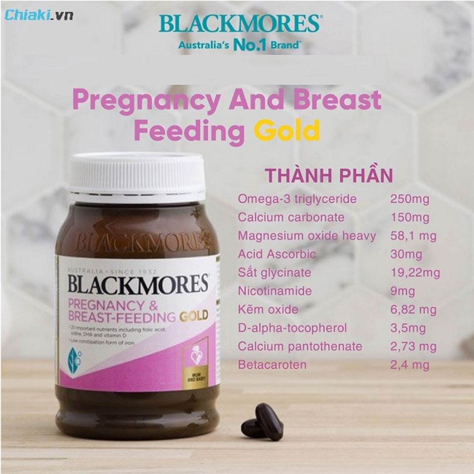 Vitamin tổng hợp Blackmores Pregnancy Breast Feeding Gold hỗ trợ mẹ bỉm được phục hồi sức khỏe, hỗ trợ tr&iacute; n&atilde;o