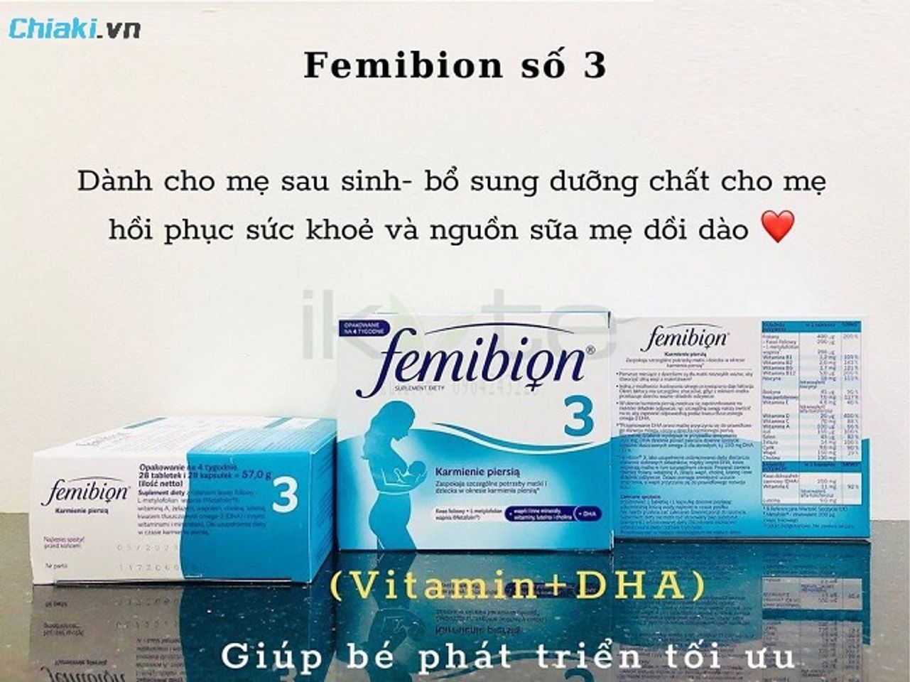 Vitamin tổng hợp cho phụ nữ sau sinh Femibion 3 cung cấp nhiều dưỡng chất thiết yếu gi&uacute;p mẹ phục hồi sức khỏe