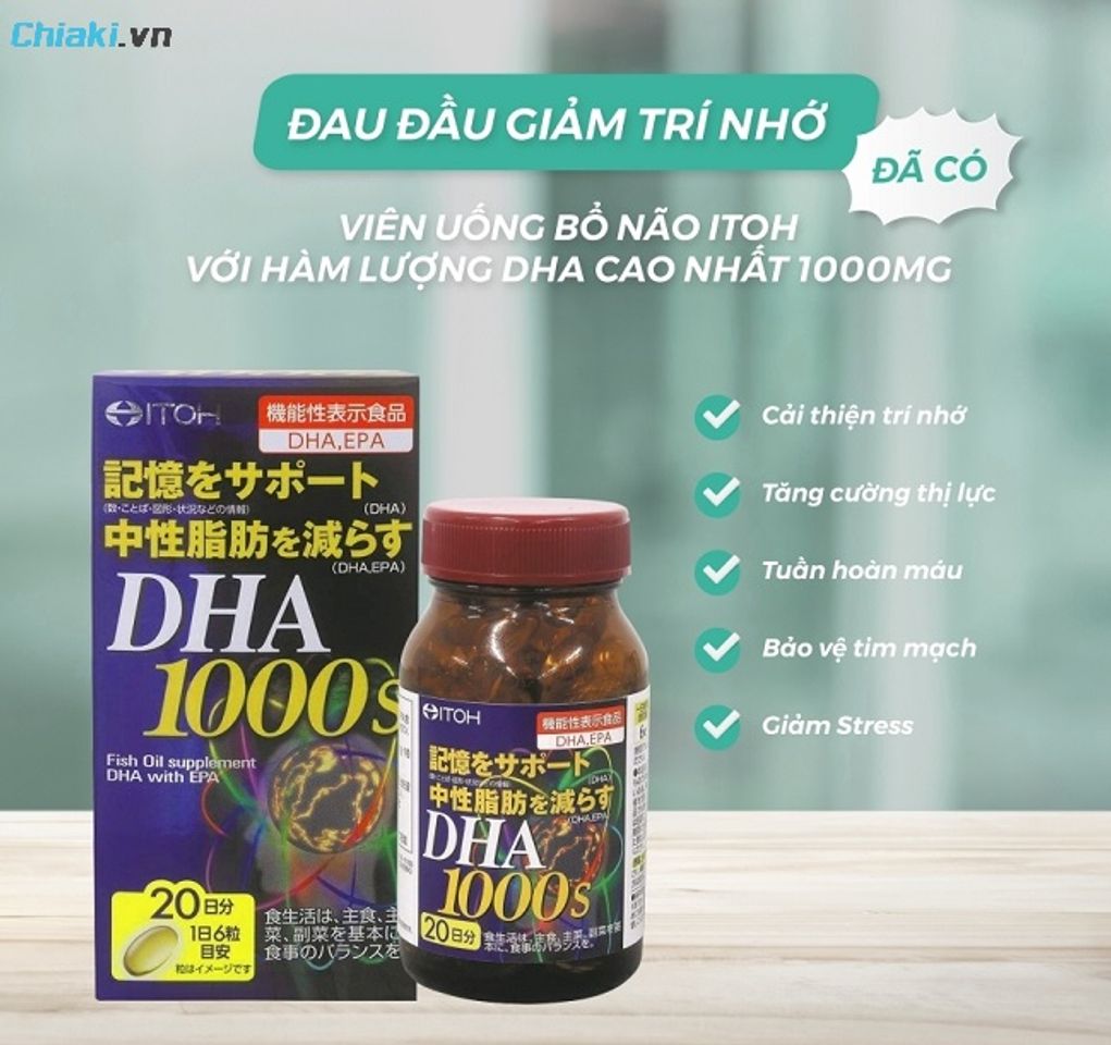 Thuốc tiền đ&igrave;nh Nhật Bản Itoh DHA EPA 1000s cải thiện rối loạn tiền đ&igrave;nh, tăng cường tr&iacute; nhớ v&agrave; lưu th&ocirc;ng m&aacute;u n&atilde;o