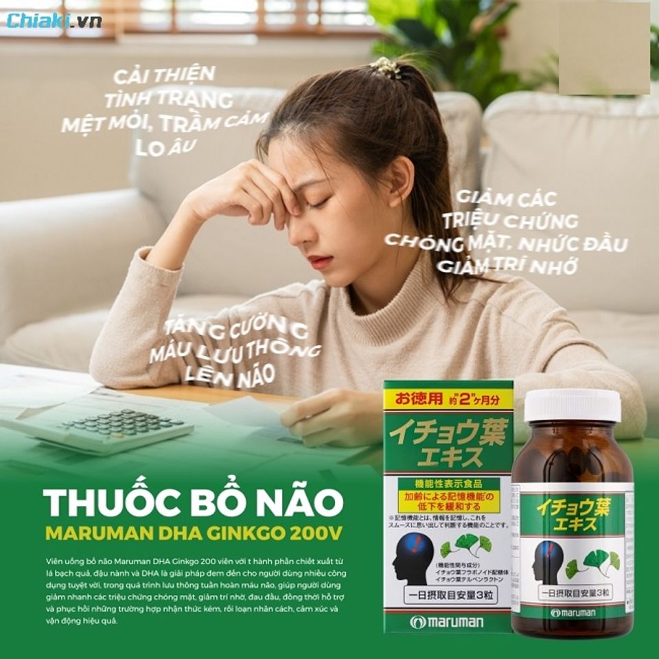 Vi&ecirc;n uống cải thiện tiền đ&igrave;nh Maruman DHA Ginkgo cải thiện tuần ho&agrave;n m&aacute;u n&atilde;o, tăng cường tr&iacute; nhớ