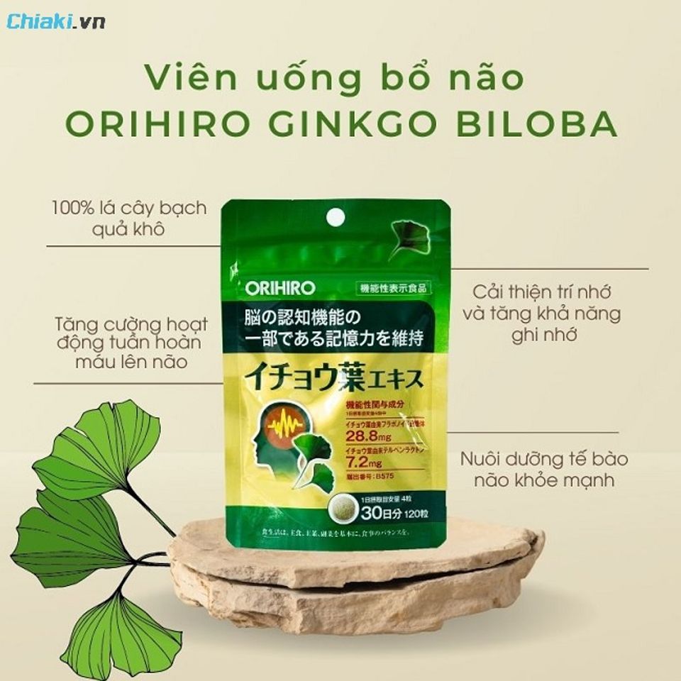 Vi&ecirc;n uống hỗ trợ n&atilde;o Orihiro Ginkgo Biloba Nhật Bản th&iacute;ch hợp sử dụng cho cả người trẻ thường xuy&ecirc;n chịu &aacute;p lực c&ocirc;ng việc
